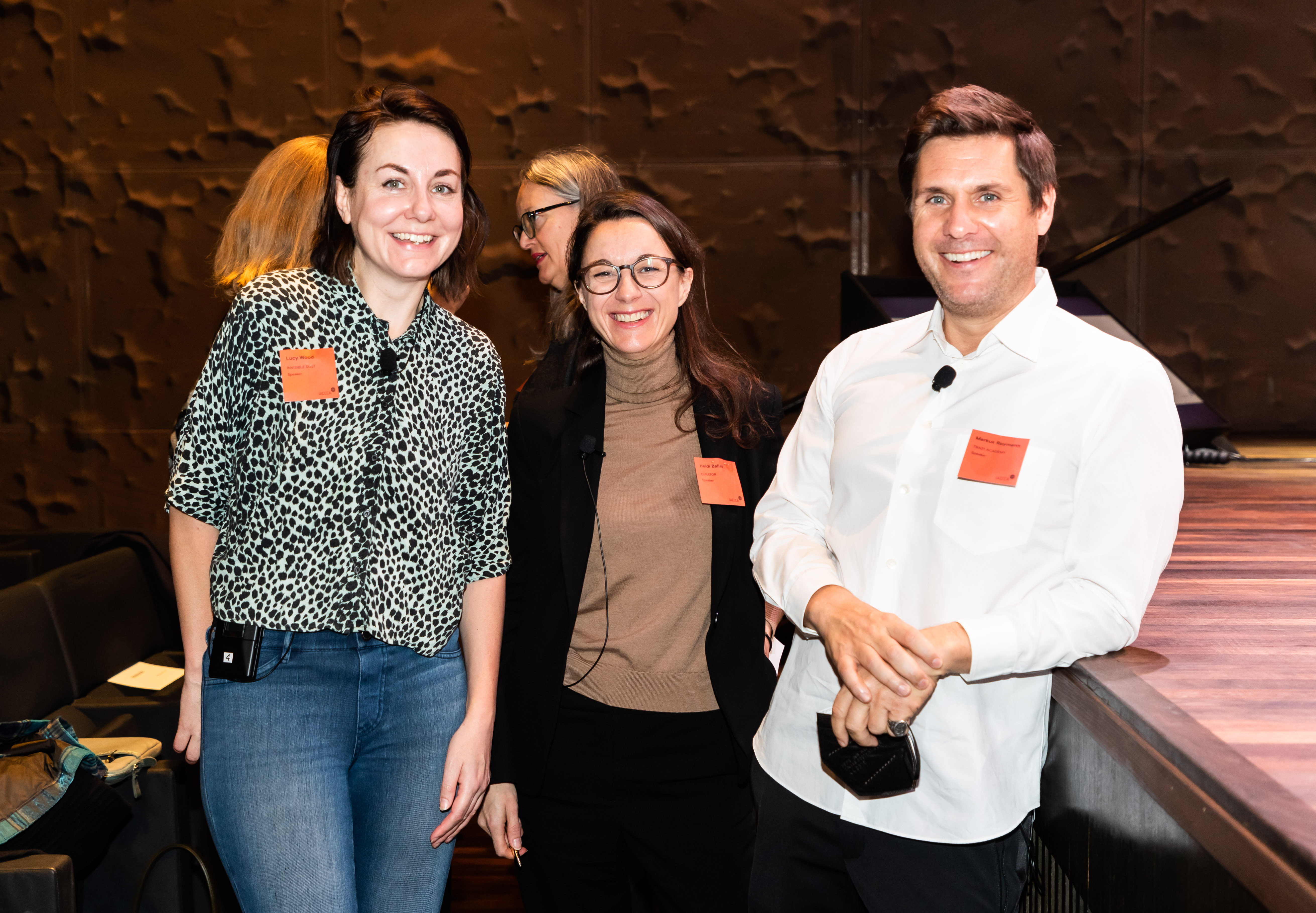 Speakers of the morning session: Lucy Wood, Creative Producer,&nbsp;Heidi Ballet, Independent Curator and Markus Reymann, Director of TBA21-Academy